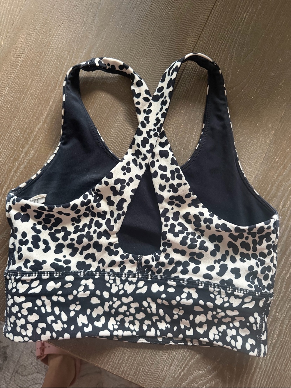 Leopard Print Racerback Sports Bra in Black and White